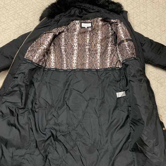 Calvin Klein Goose Duck Down Long Jacket Women's PXL Coat Hooded Snow Classic - Picture 7 of 11